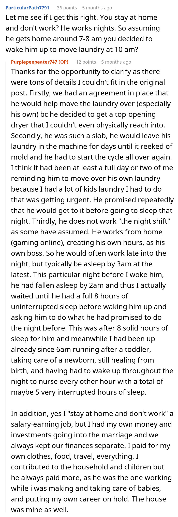 Screenshot of an online discussion about a man blindsiding his post-partum wife and custody conflict. Screenshot of an online discussion about a man blindsiding his post-partum wife and custody conflict.