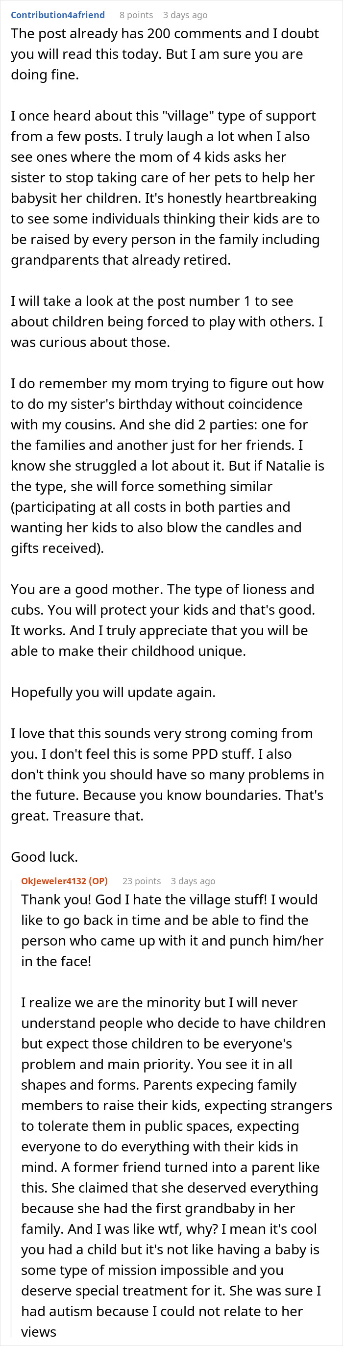 Forum discussion about boundaries in treating brother's girlfriend's kids like own children in family dynamics and parenting expectations
