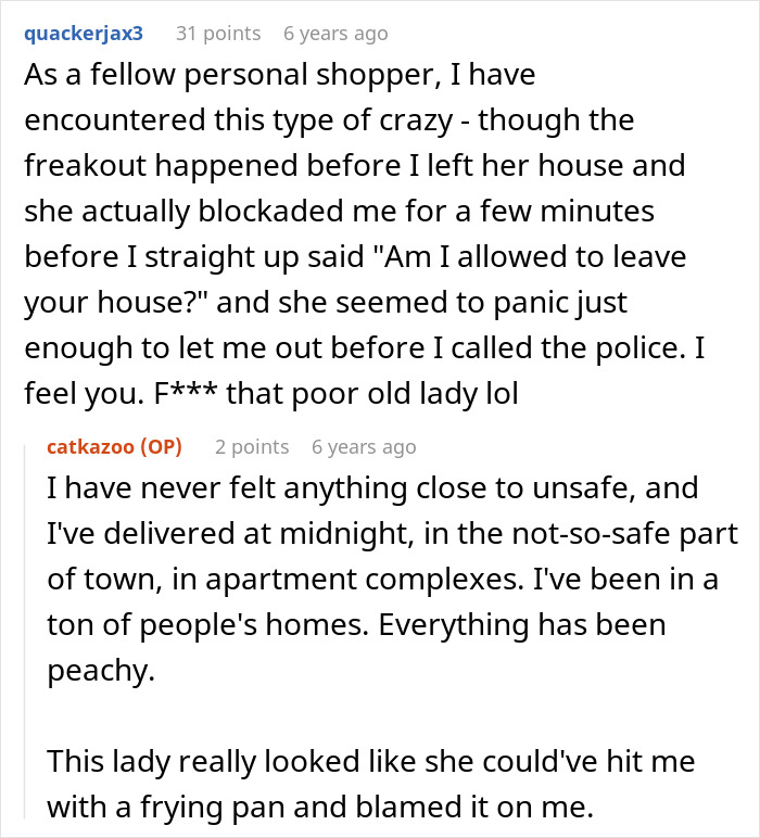Online comments about a grocery Karen refusing to pay for extra items and demanding the shopper cover the bill.