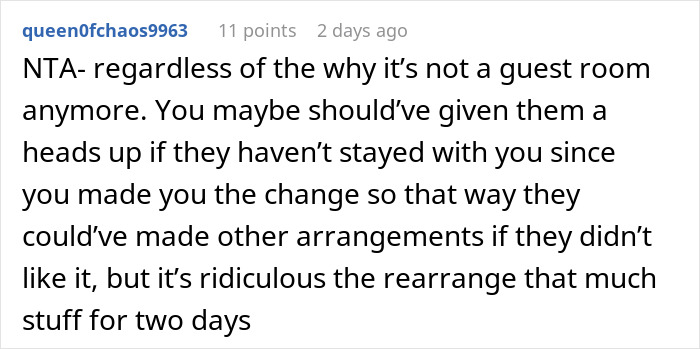 Reddit user shares opinion on prioritizing miniature wargaming studio over daughter's fianc&eacute; and guest room changes.