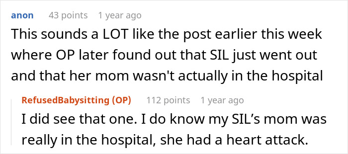 Screenshot of an online discussion where a guy refuses to watch kids during an emergency due to being under the influence, angering his sister. Screenshot of an online discussion where a guy refuses to watch kids during an emergency due to being under the influence, angering his sister.