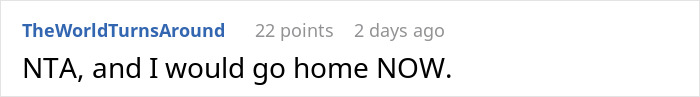 Screenshot of an online comment saying NTA and expressing a strong opinion about refusing to babysit during vacation. Screenshot of an online comment saying NTA and expressing a strong opinion about refusing to babysit during vacation.