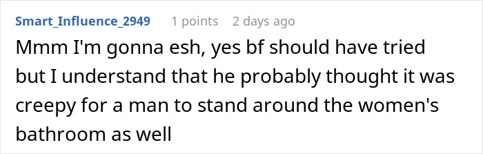 Comment discussing relationship conflict over boyfriend refusing to hand period pad and tissues during a conversation. Comment discussing relationship conflict over boyfriend refusing to hand period pad and tissues during a conversation.