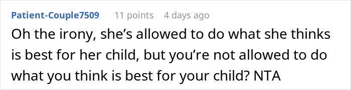 Screenshot of an online comment discussing a pregnant anti-vaxxer facing consequences as a friend bows out of future playdates.