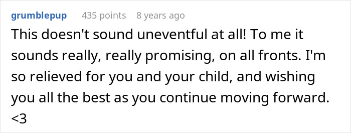 Screenshot of an online comment expressing relief and support after a troubling family situation involving a baby theft incident. Screenshot of an online comment expressing relief and support after a troubling family situation involving a baby theft incident.