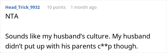 Screenshot of a Reddit comment discussing a woman shutting down her MIL, calling her a gold digger and housewife.