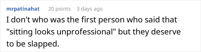 Comment on an online forum about airport employees uniting against a manager who removed their chairs.