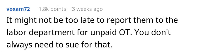 Comment on graphic designer&rsquo;s work theft, suggesting reporting agency for unpaid overtime and possible legal action.