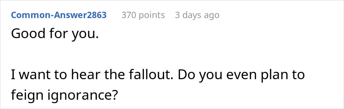 Screenshot of an online comment discussing a woman&rsquo;s wedding revenge that sparked controversy and public fallout.