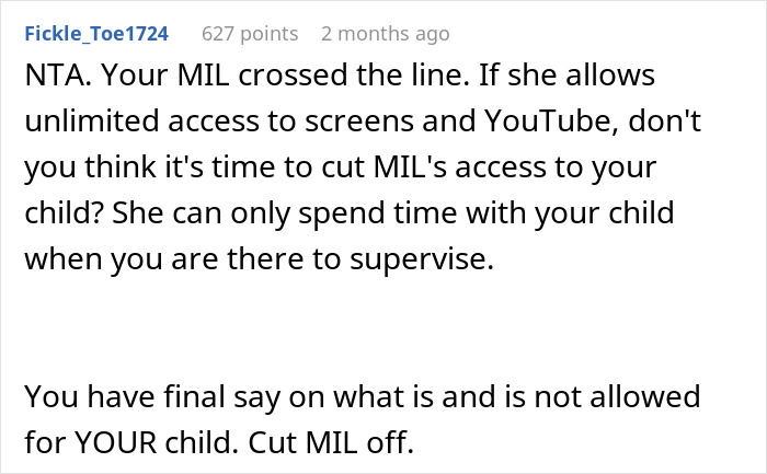 Comment discussing mom furious over MIL&rsquo;s weird gift to her pregnancy-obsessed 6-year-old and setting boundaries.