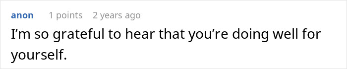 Screenshot of a forum comment expressing gratitude, related to a story about a husband getting jealous over a girl he led on.