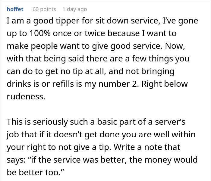 Comment discussing tipping etiquette and reasons for not tipping a waitress on a $300 plus tab after poor service experience Comment discussing tipping etiquette and reasons for not tipping a waitress on a $300 plus tab after poor service experience