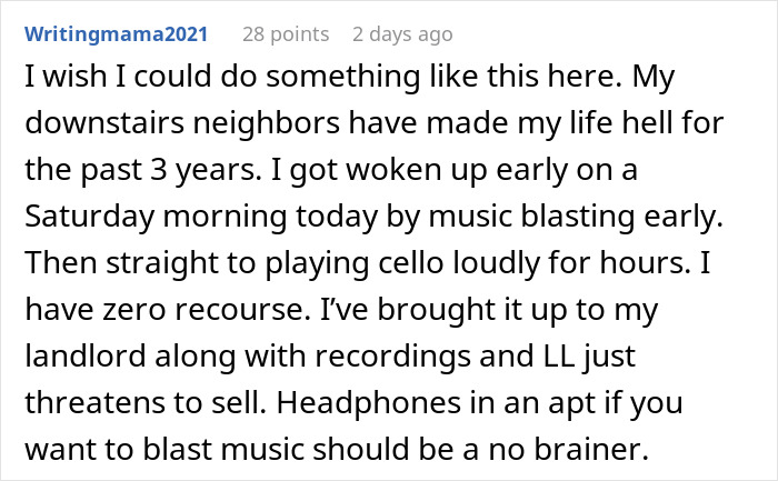 Woman cleverly confuses loud downstairs neighbor to restore peace in apartment block and end noise disturbances. Woman cleverly confuses loud downstairs neighbor to restore peace in apartment block and end noise disturbances.