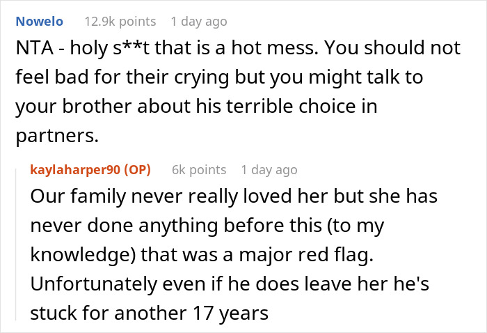 Reddit comments discussing demanding to check brother’s girlfriend’s bags before leaving the house and family concerns. Reddit comments discussing demanding to check brother’s girlfriend’s bags before leaving the house and family concerns.
