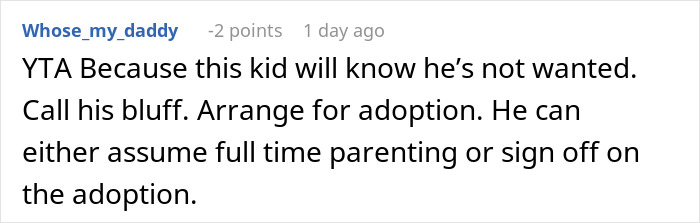 Comment in an online forum discussing dropping baby off and demanding ex-husband take the baby every other week custody arrangement.