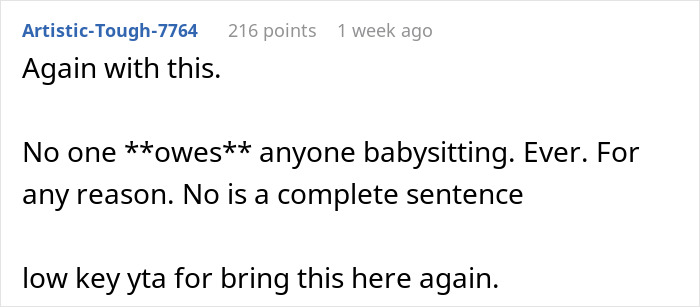 Text post about a woman needing a babysitter and the controversial idea of asking husband&rsquo;s ex for help discussed online.