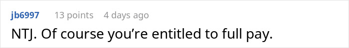 Comment reading NTJ you&rsquo;re entitled to full pay in a discussion about babysitter payment and baby falls asleep
