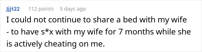 Screenshot of an online comment about discovering a boyfriend’s affair and planning an exit silently over months. Screenshot of an online comment about discovering a boyfriend’s affair and planning an exit silently over months.