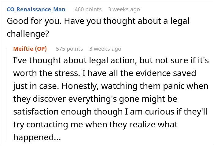 Screenshot of an online discussion about an agency stealing years of a graphic designer&rsquo;s work and possible legal action.