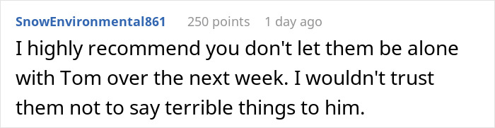 Reddit comment warning not to leave daughters alone with their half-brother due to potential harmful behavior.