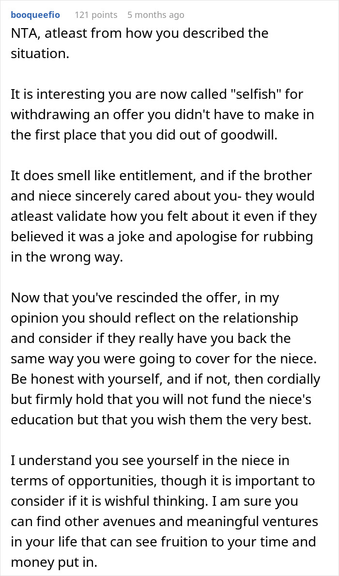 Niece Publicly Mocks Aunt’s Child-Free Life, Is Shocked When Her College Fund Disappears Niece Publicly Mocks Aunt’s Child-Free Life, Is Shocked When Her College Fund Disappears