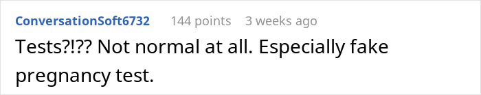 Comment discussing disbelief about fake pregnancy test in a relationship drama about love and trust issues. Comment discussing disbelief about fake pregnancy test in a relationship drama about love and trust issues.
