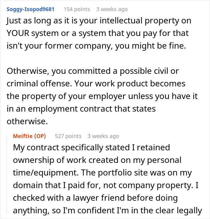 Reddit discussion about agency stealing graphic designer&rsquo;s work and legal ownership of intellectual property rights.