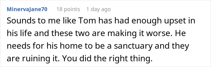 Comment expressing support for a mom upset at daughters over how they treated their half-brother.