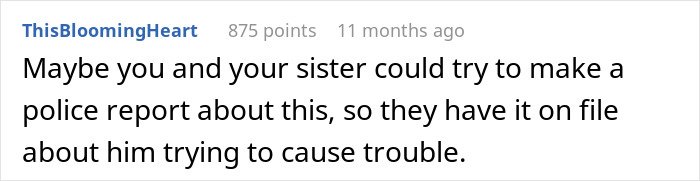 Screenshot of a forum comment discussing a police report related to a man agreeing to babysit sister&rsquo;s kids while being trans.