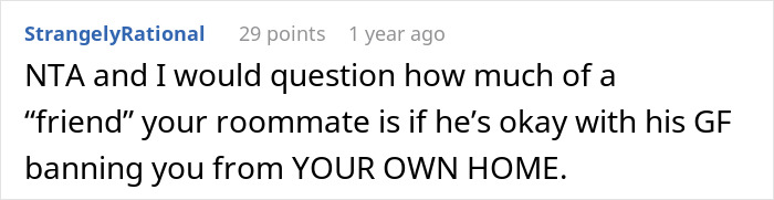 Comment discussing a guy’s girlfriend planning a steamy weekend and trying to evict a toxic roomie from their home. Comment discussing a guy’s girlfriend planning a steamy weekend and trying to evict a toxic roomie from their home.