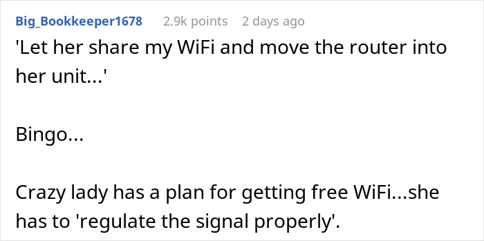 Screenshot of a social media comment discussing an entitled neighbor demanding to stop using WiFi due to distracting plants. Screenshot of a social media comment discussing an entitled neighbor demanding to stop using WiFi due to distracting plants.