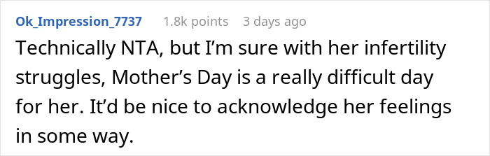 Comment on Reddit about Mother's Day struggles, highlighting feelings of a dog mom dil seeking equal treatment on gifting. Comment on Reddit about Mother's Day struggles, highlighting feelings of a dog mom dil seeking equal treatment on gifting.
