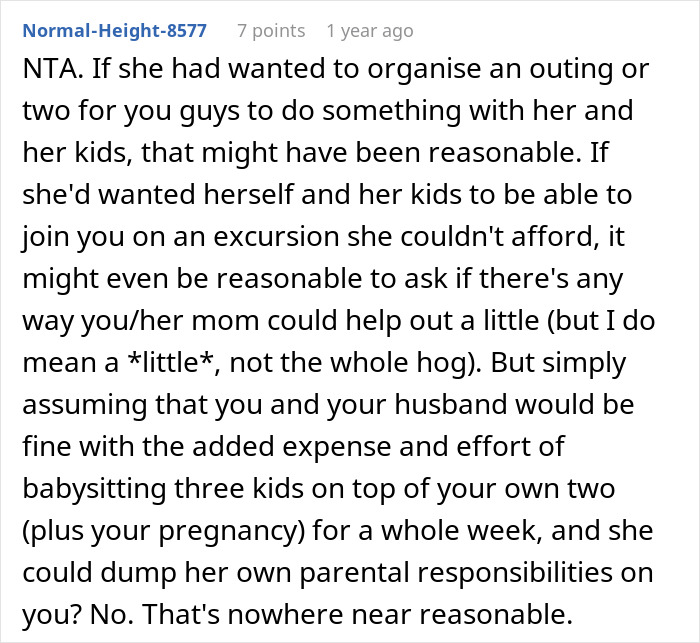 Woman refuses to babysit step sister&rsquo;s kids while she&rsquo;s on holiday, causing family drama and tension.