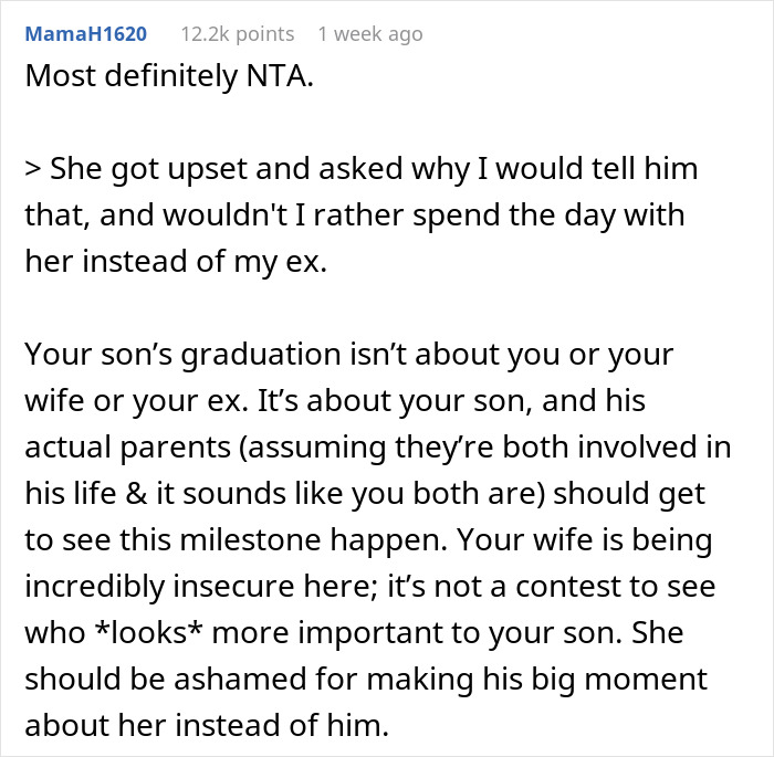 Stepmom throws tantrum after teenager invites his mom to graduation, causing family drama over the event.