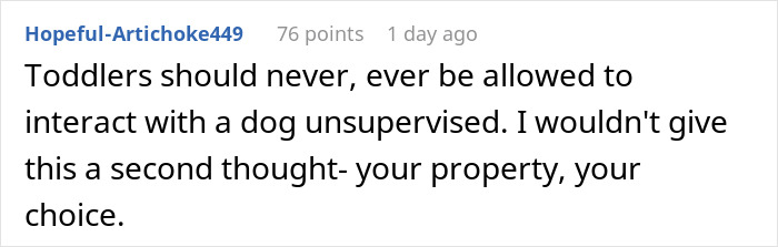 Comment discussing concerns about toddlers interacting with dogs unsupervised near neighbor’s kid fast food window fence. Comment discussing concerns about toddlers interacting with dogs unsupervised near neighbor’s kid fast food window fence.