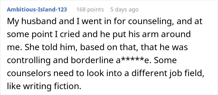 Couple seeks help with relationship struggles, faces accusations and tension during counseling session with their therapist.