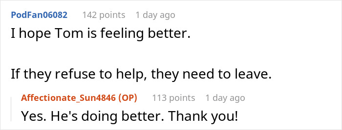 Screenshot of a Reddit conversation about a mom blowing up at daughters over half-brother issues.