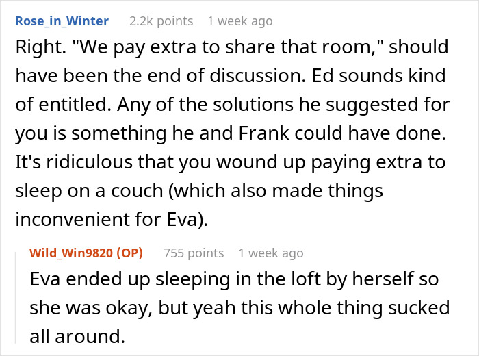 Screenshot of a Reddit conversation about a man refusing to give up his paid master bedroom, leading to accusations of homophobia. Screenshot of a Reddit conversation about a man refusing to give up his paid master bedroom, leading to accusations of homophobia.
