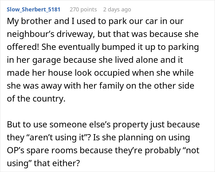 Teen parks on neighbor property, his mommy defends him fiercely in a heated dispute over parking rights. Teen parks on neighbor property, his mommy defends him fiercely in a heated dispute over parking rights.