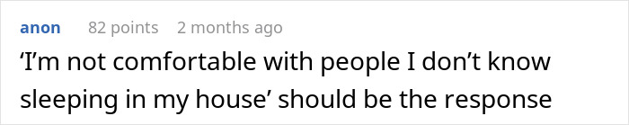 Text post showing a user expressing discomfort with strangers sleeping in their house during a roommate&rsquo;s party.