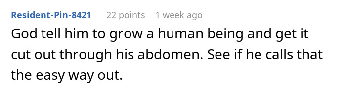 Screenshot of an online comment discussing a traumatic birth experience and the boyfriend&rsquo;s reaction about the easy way out.