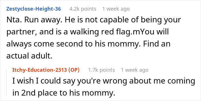 Woman refuses to wear fianc&eacute;&rsquo;s mom&rsquo;s used wedding dress, rejecting mom&rsquo;s controlling wedding fantasy.