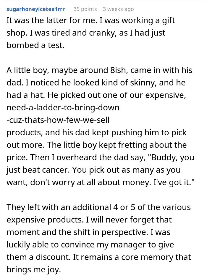 Text of a heartfelt story describing a small act of kindness leading to an unexpected conversation on the bus.