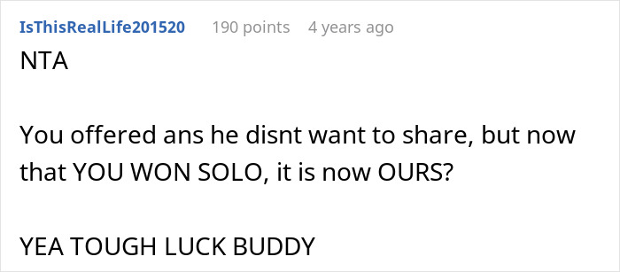 Comment thread discussing a woman winning a $300k Jaguar and her boyfriend claiming shared ownership.