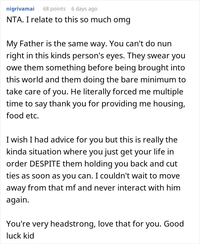 Screenshot of a Reddit comment sharing personal experience about deserving a say in a Sweet 16 after paying most of it. Screenshot of a Reddit comment sharing personal experience about deserving a say in a Sweet 16 after paying most of it.