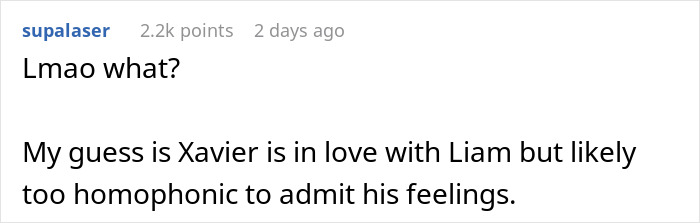 Screenshot of an online comment discussing a guy who always brings his BFF to dates, suggesting hidden feelings between them.