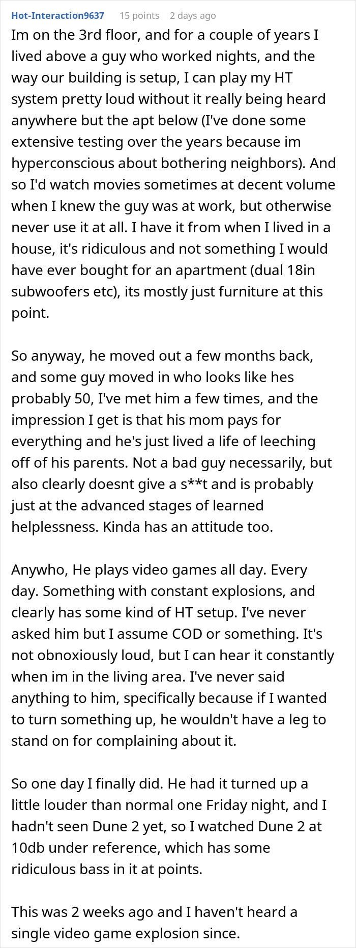 Woman cleverly confuses loud downstairs neighbor with quiet tactics, restoring peace in busy apartment block. Woman cleverly confuses loud downstairs neighbor with quiet tactics, restoring peace in busy apartment block.
