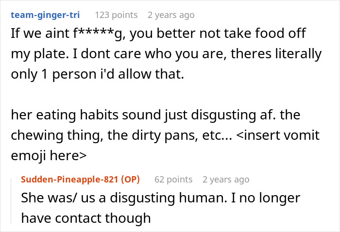 Reddit user angrily describes roommate stealing food off plate and having disgusting eating habits in a revenge story.