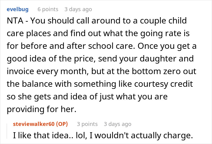 Commenters discussing a mom who booked a vacation and won't babysit her two kids, suggesting childcare solutions.