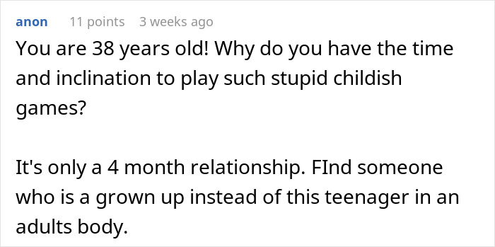 Comment discussing a guy ending a relationship after girlfriend fakes pregnancy as a test of his love. Comment discussing a guy ending a relationship after girlfriend fakes pregnancy as a test of his love.